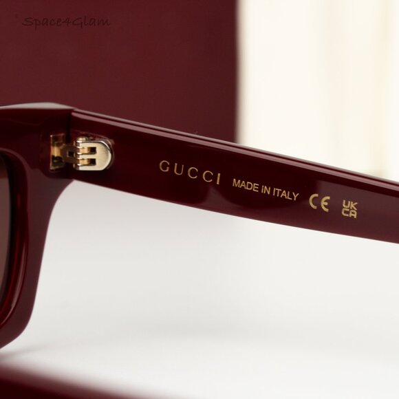 Gucci Women Sunglasses Red Burgundy Cat Eye GG1790S 004 NEW AUTHENTIC - Picture 7 of 10